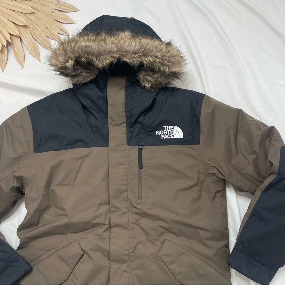 The North Face Bedford Down Insulated Smokey Brown Black Fur Parka Jacket Coat